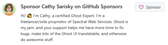 Sponsor Cathy Sarisky on GitHub Sponsors.