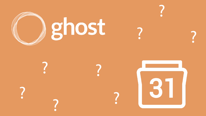 Ghost and calendar logos, with question marks.